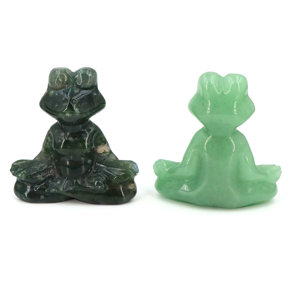 

Meditation Yoga Frog Statue Natural Gems Crystal Hand Carved Reiki Healing Animal Figurine Crafts Home Decoration Christmas Gift