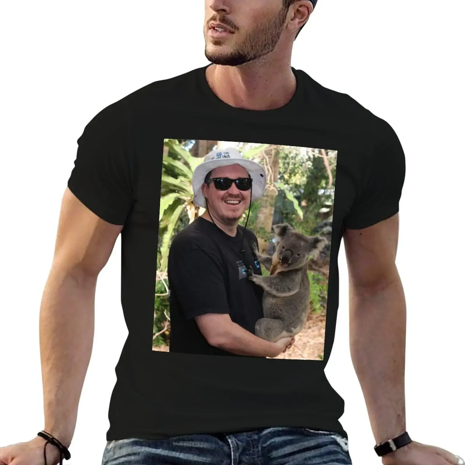 Shane Gillis holds a koala T-Shirt blue archive summer clothes fruit of the loom mens t shirts