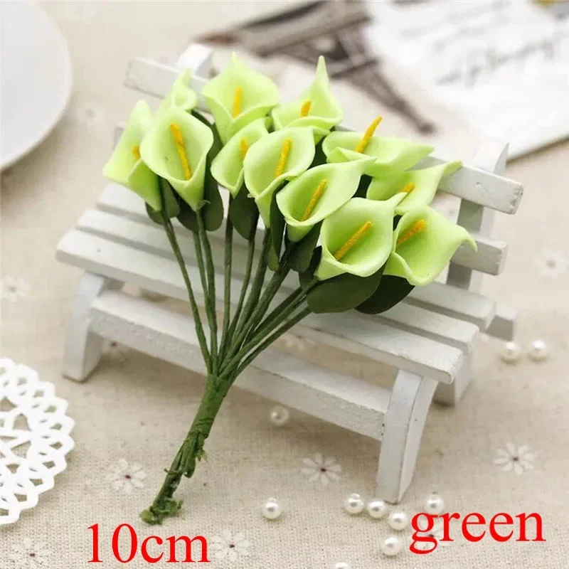 12 قطعة زنبق الكالا الصغير الزهور الاصطناعية ورد صناعي باقة فو زنابق الكالا زهرة للمنزل المطبخ حفل زفاف كعكة ديكور #6
