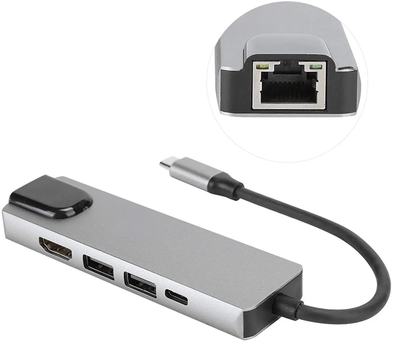 Pop 5 In 1 USB C Hub Type C To 4K HDMI-compatible Adapter RJ45 Network 100M Ethernet Lan Charger Port Adapter For Macbook Pro