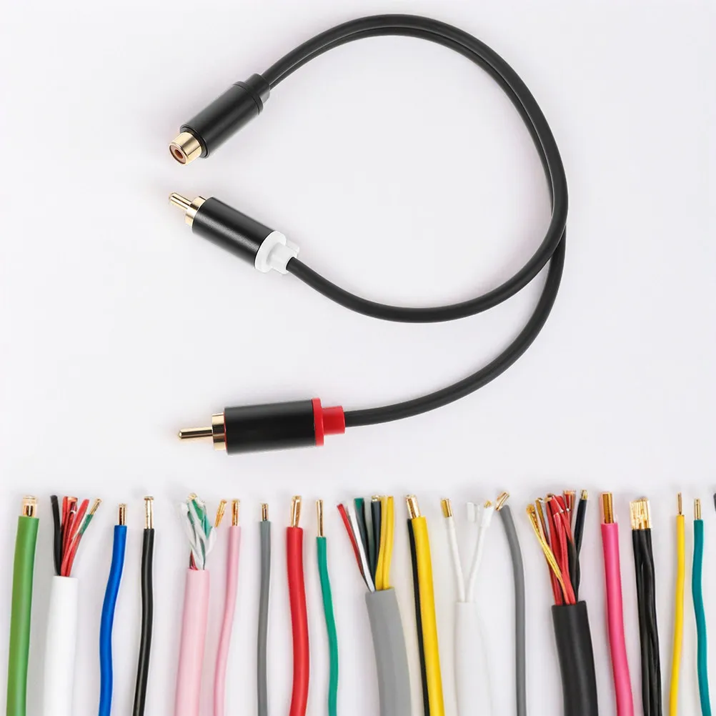 2Pcs Car Audio Splitter Rca Female to Dual Male Gold Plated Connector Short Cable for Stable Signal Transmission Audio System