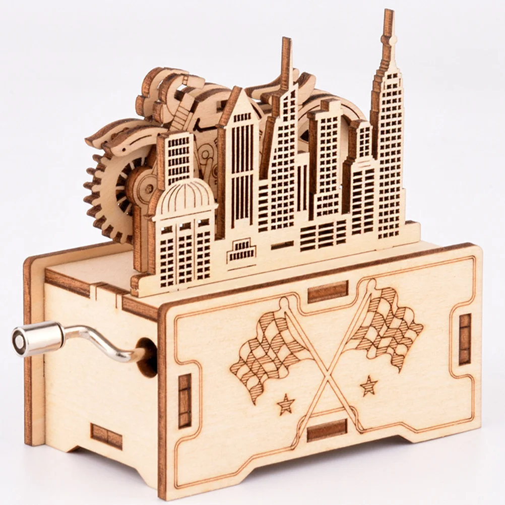 مجموعة واحدة من ألغاز تجميع صندوق الموسيقى الخشبي ذات سطح أملس DIY ألغاز تعليمية تطوير مهارات حل مشكلة التفكير الإبداعي #1