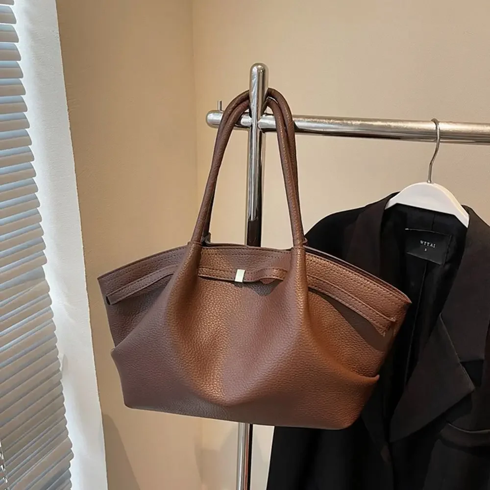 Luxuriöse Lychee-Muster Schultertaschen aus PU-Leder Einfarbige Damenhandtaschen Große Kapazität Tragetasche Reisehandtaschen – Detail 16
