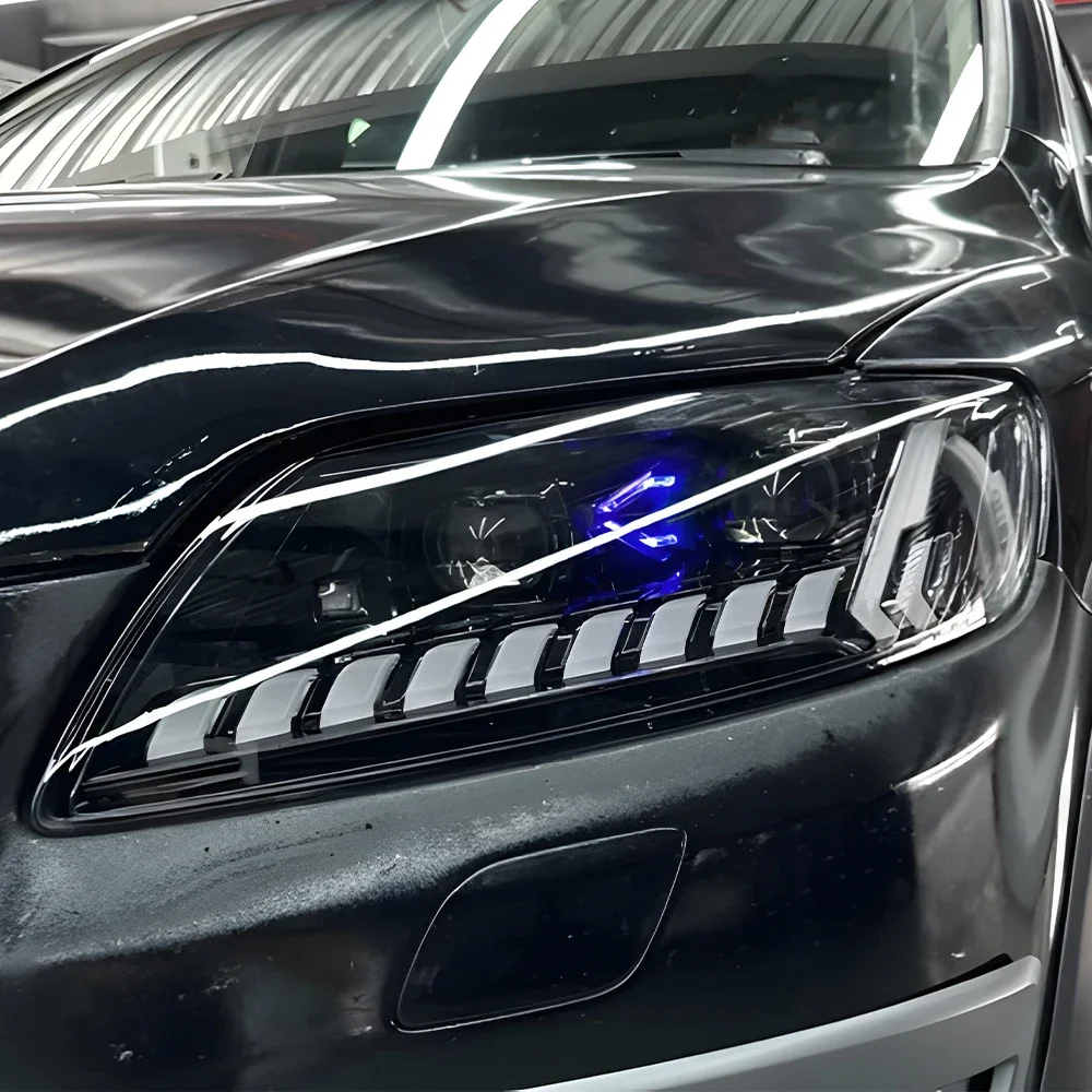 For Audi Q7 2006-2015 Car Front Lamps Assembly Upgrade LED Auto Headlights Dynamic Flicker Projector Lens Tool Accessories