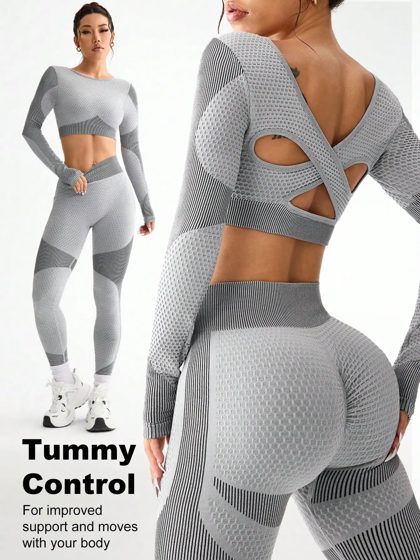 2pcs Hot-selling New Sports Tight Running Breathable Seamless Yoga Suit Women's Outdoor Fitness Suit Women's