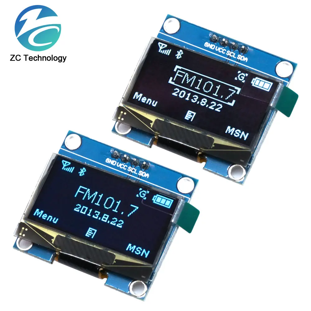 1 pces 1.3 "módulo oled branco e azul cor 128x64 1.3 polegada oled lcd módulo de exibição led para arduino 1.3" iic comunicar