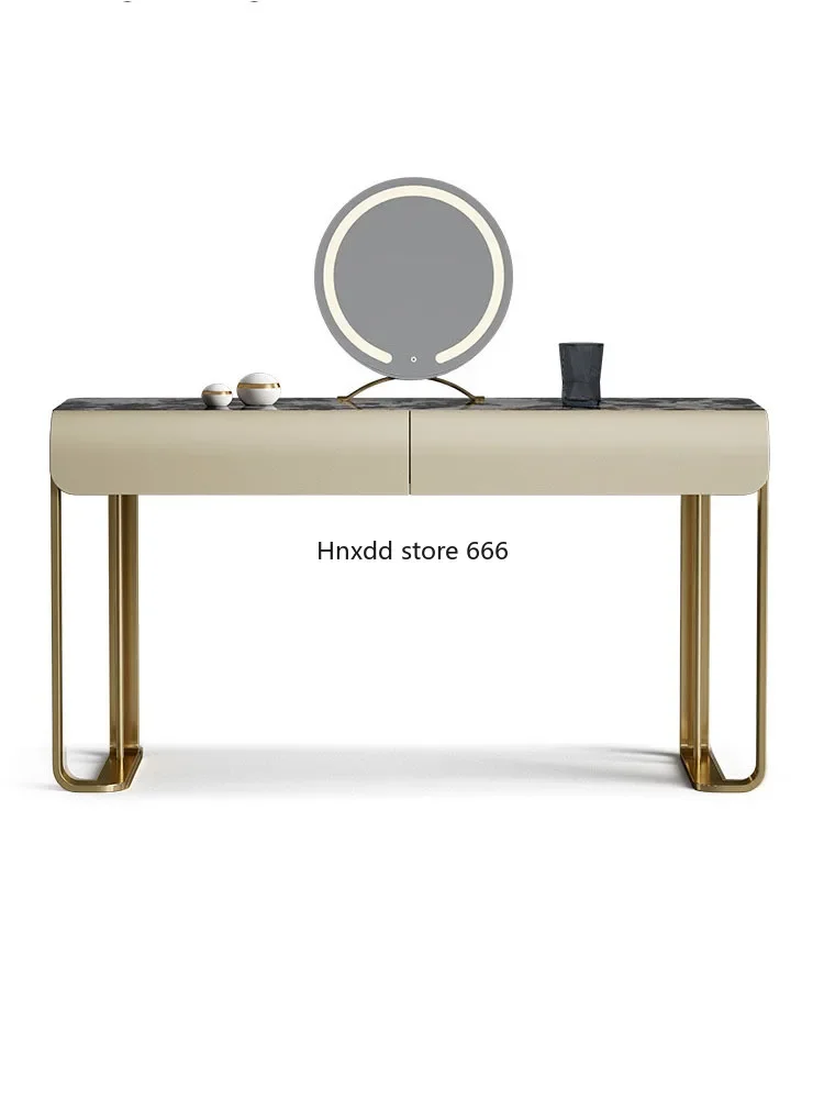 Natural marble bedroom makeup table solid wood stainless steel