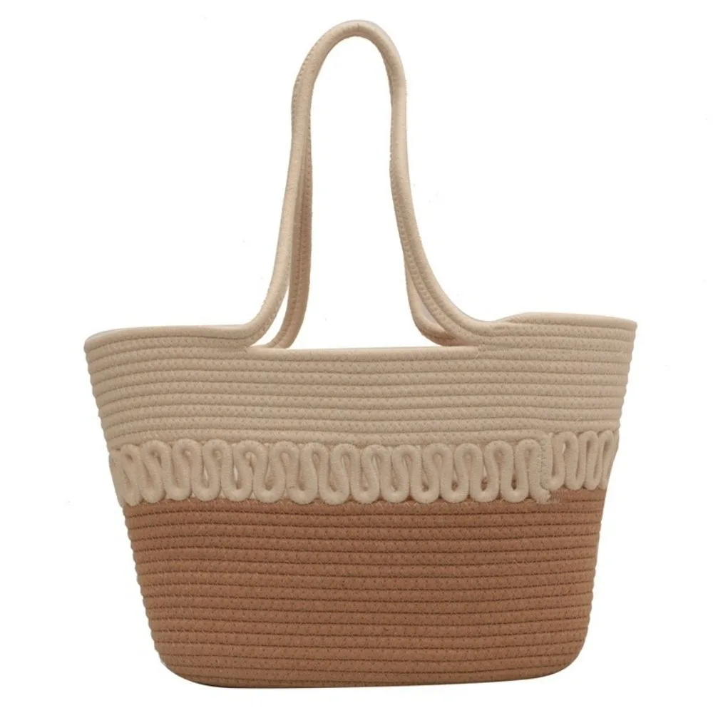 

Sweet Nylon Woven Tote Bag Knitted French Style Weave Straw Bag Large Capacity Bohemian Style Women Handbag Summer