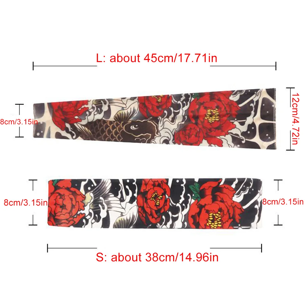 Tattoo Print Cooling Arm Sleeves para esportes ao ar livre, proteção UV, protetor solar para corrida, ciclismo e mais