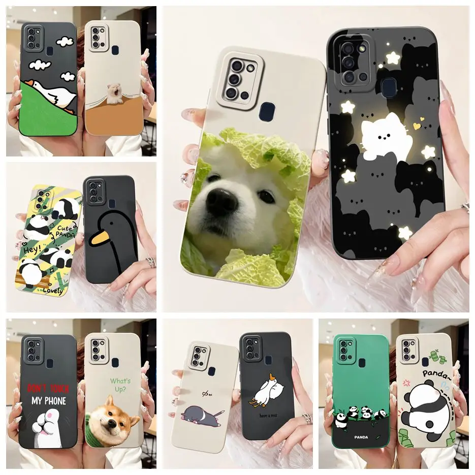 For Samsung Galaxy A21s Case SM-A217F Cute Dog Cartoon Cover Full Camera Protective Shell For Samsung A21s A217F Soft TPU Fundas