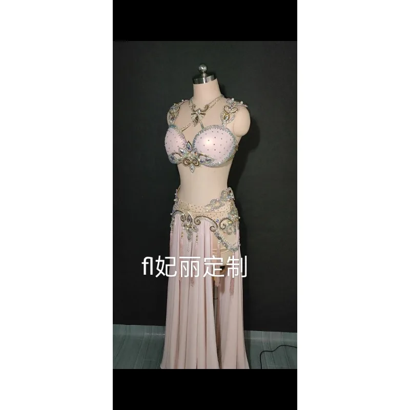 Spersonalizowany strój do tańca brzucha, kostium konkursowy, orientalny taniec, duża huśtawka, spódnica z podwójnym rozcięciem, stanik do tańca brzucha.