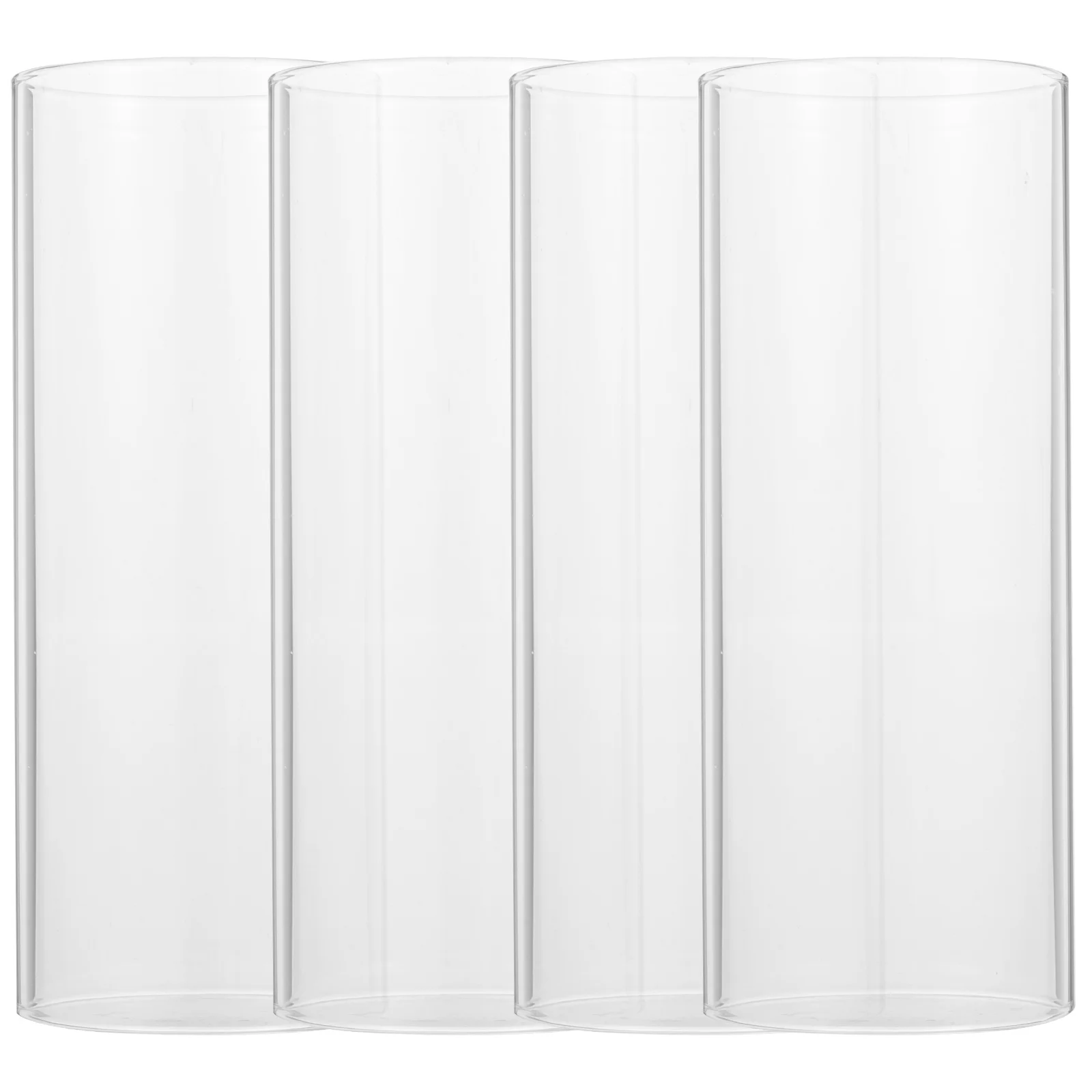 4Pcs Simple Glass Tube Covers Transparent Craft Shades for Gentle Warm Flame Effect Cover Glass Cover Container