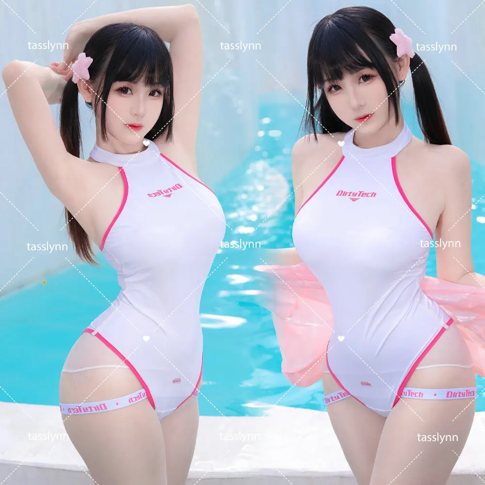 

Dirty Tech Japanese Swimsuit Kuragehime Cosplay Costume Sexy Sukumizu for Women Dirty Tech Blue Summer Sexy Elastic Bodysuit