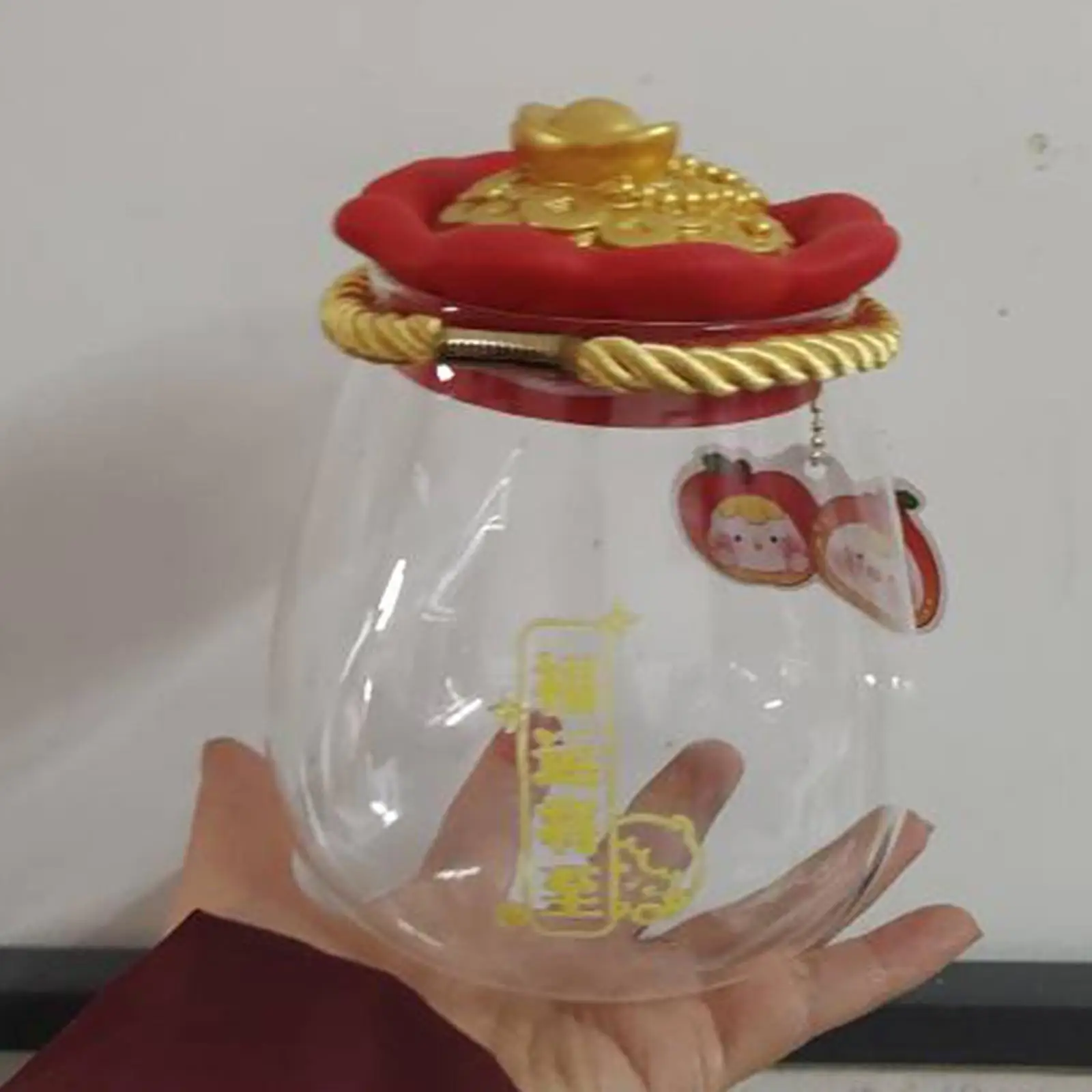 

Glass Jar New Year Decoration Spacious Storage Reusable with Lid Storage Tin