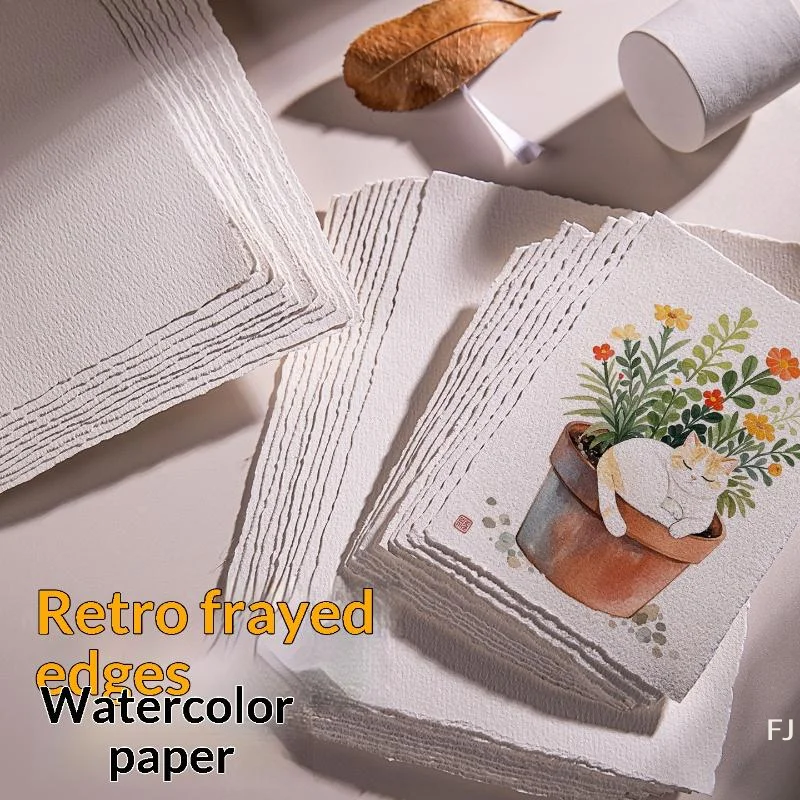 [YU]10 Sheets Watercolor Painting Paper A4/A5/A6 Watercolor Paper Sketchbook Rough Edge Water Color Paper Postcard