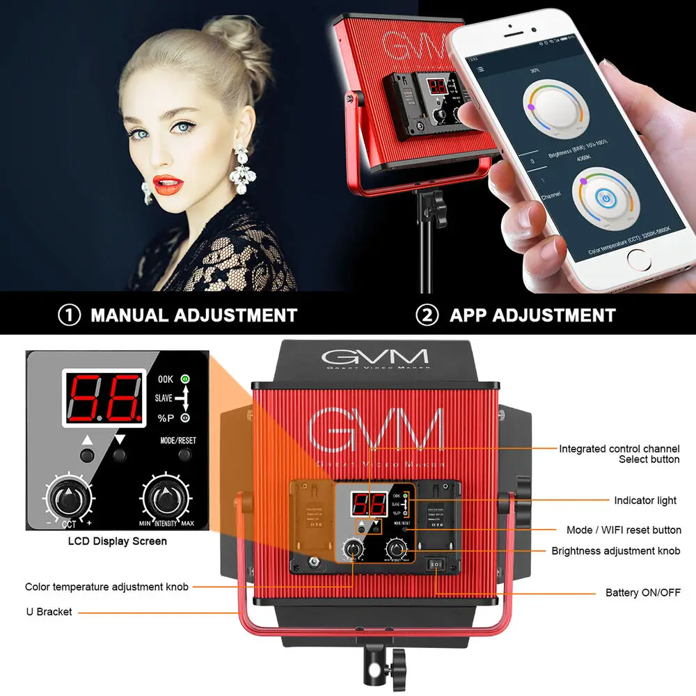 GVM 520LS 30 Вт светодиодный панельный светильник для фотосъемки и видео освещения 3200K-5600K световое оборудование для фотостудии со штативом цифровой