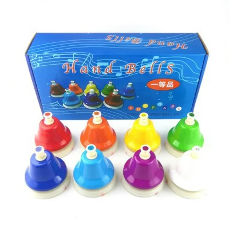 8 Notes Hand Bell Orff Instrument Treble Accuracy Colorful Music Toys Children Enlightenment Early Education Birthday Kids Gift