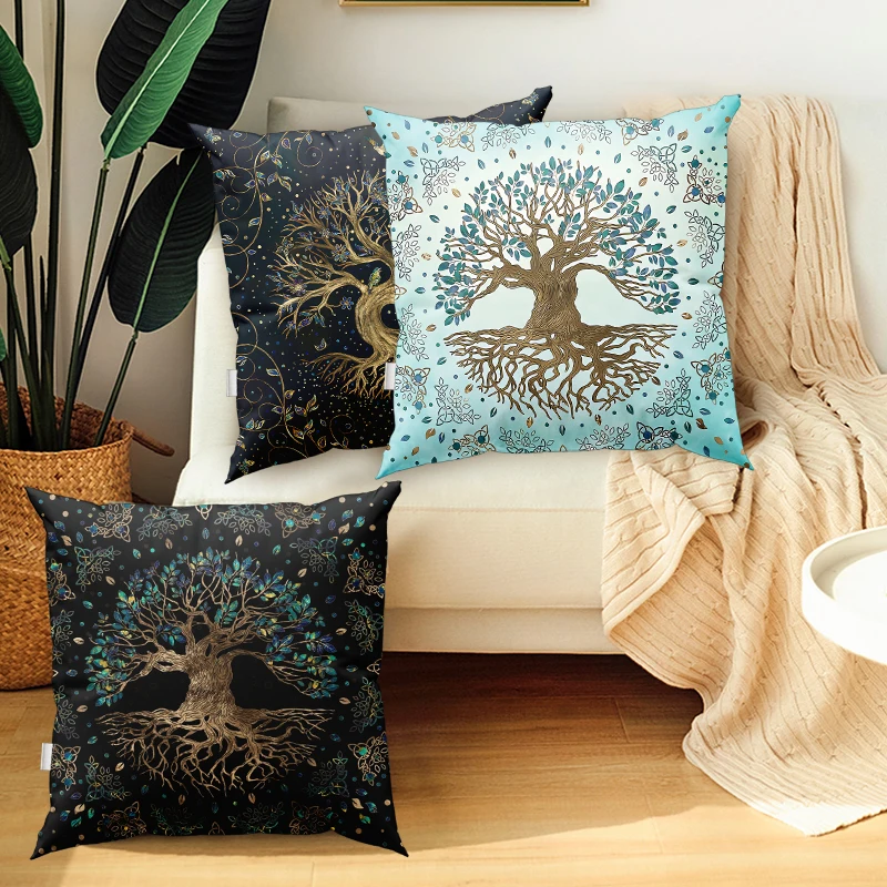 Tree of Life Cushion Cases Botanical Floral Throw Pillows sun moon Tree LifePatterns Pillows Case Modern Sofa Couch Decorative