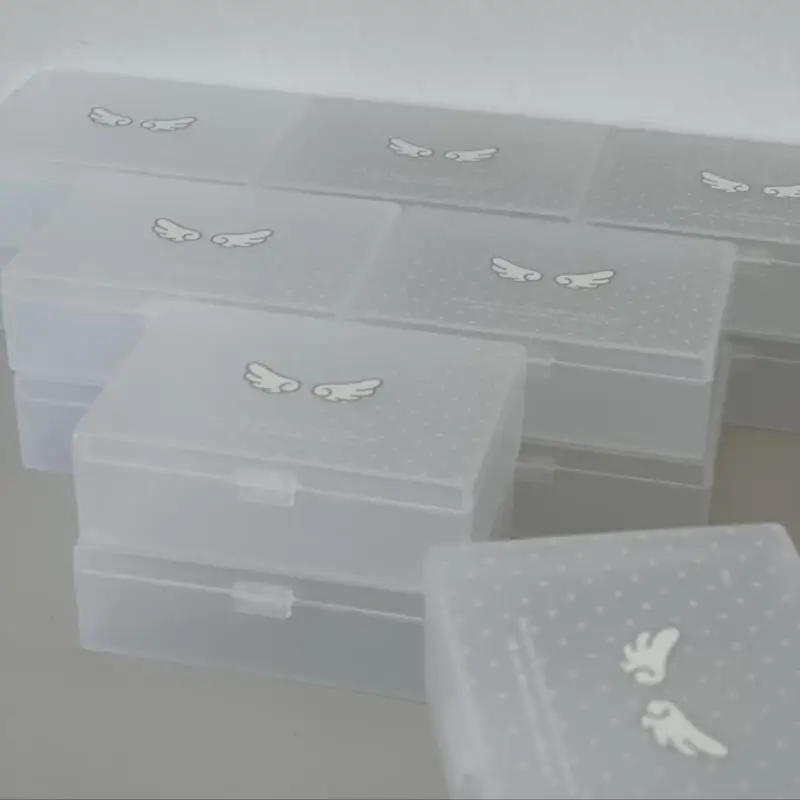 New1Pcs Frosted Casual Korean Photocard Storage Box Star Polka Dot Wings Desktop Dustproof Case For Stickers Holder