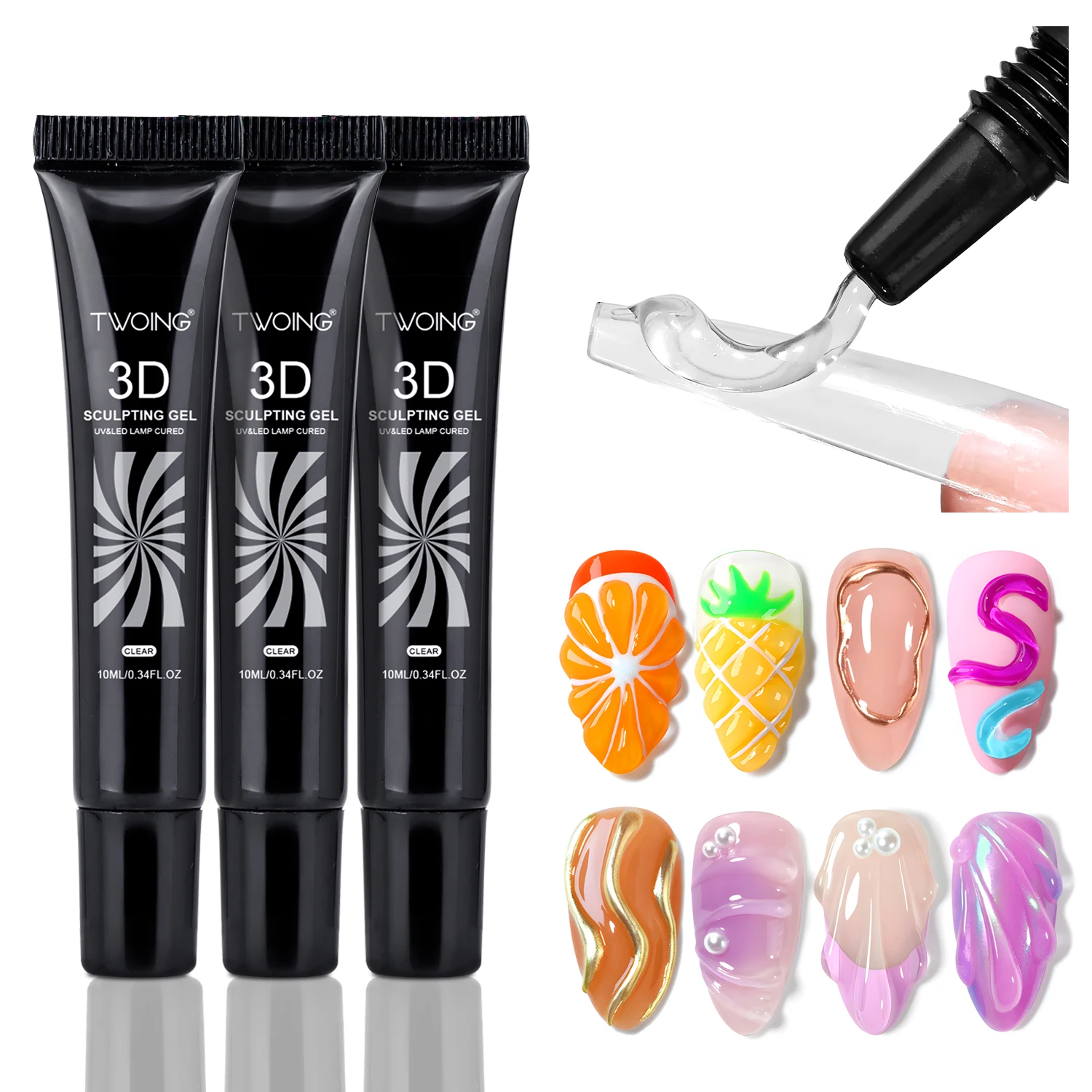 10ml 3D Nail Art Gel - DIY Designs,Waterproof Sculpting gel，Waterproof Nail Art Design Gel for Intricate Carvings & Shapes