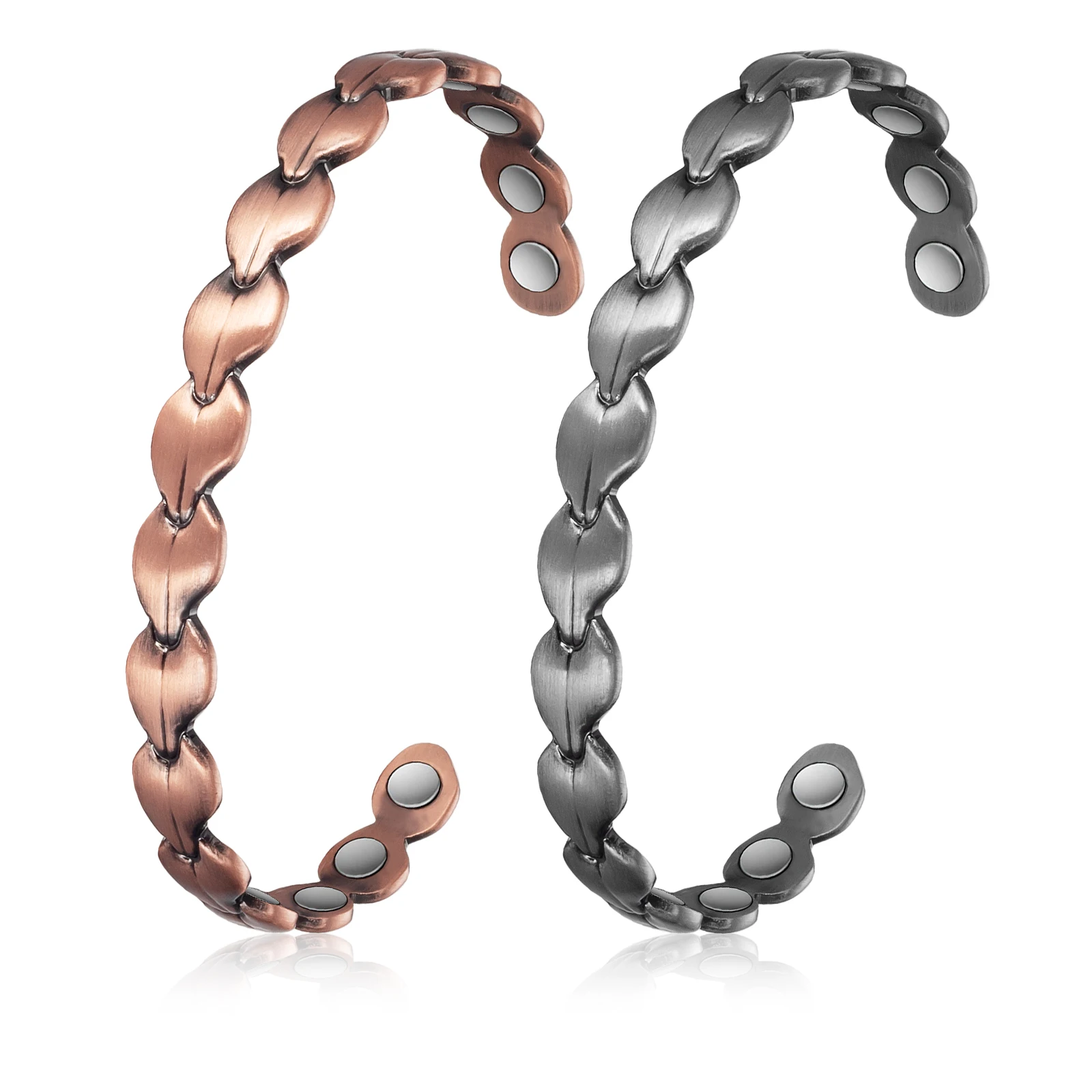 Wollet Bracelet for Women and Men, 99.9% Pure Copper Magnetic Bangle with 8pcs Magnets,6.5