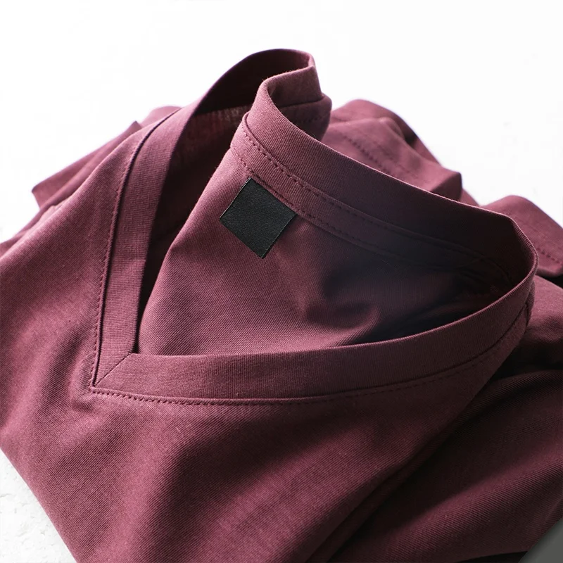 men's-basic-v-neck-short-sleeve-t-shirt-silk-cotton-chicken-heart-collar-top-casual-color-spring-fashion-lekei