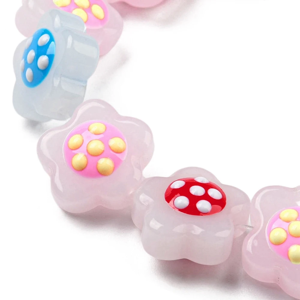 PandaHall 1 Strand Multi-Color Hand Drawn Glass Flower Beads with Enamel, 14-15x14x8-8.5mm with 1mm Hole for DIY Jewelry Making