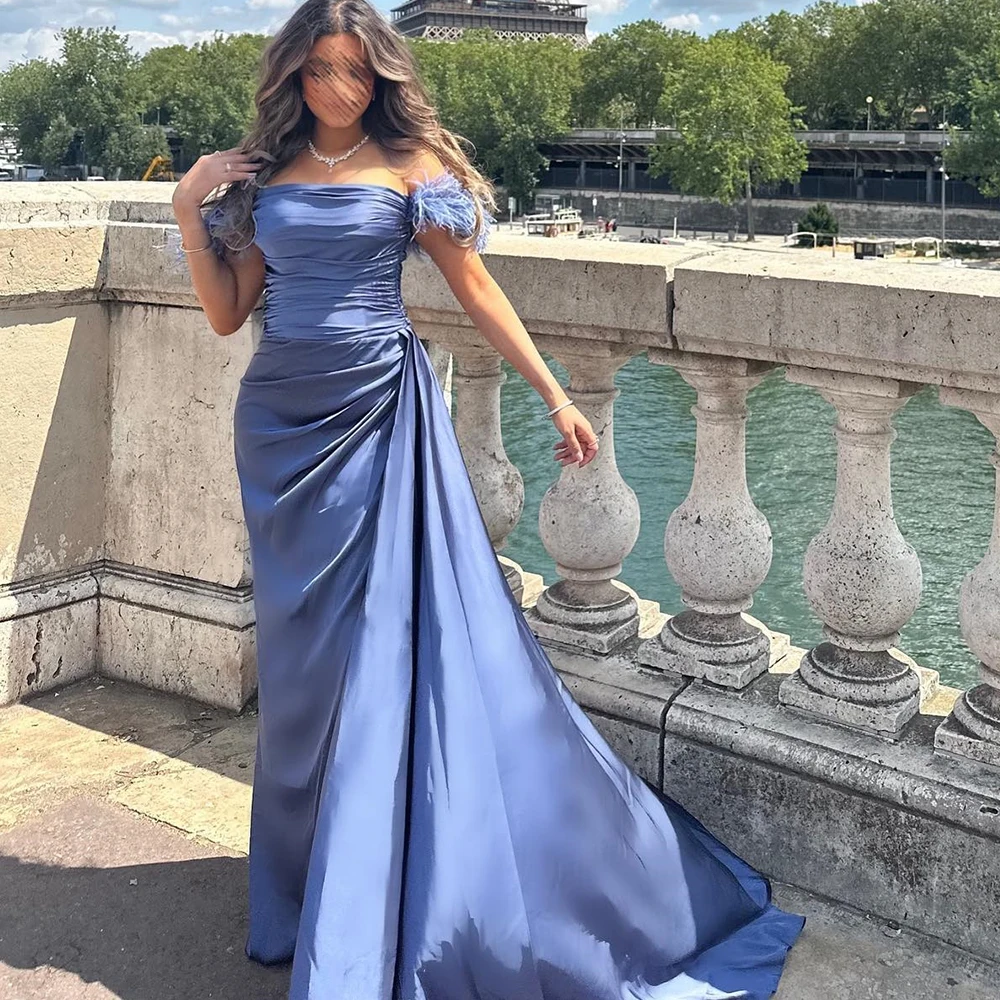 

Customized Delicate Straight Floor Length Strapless Off the Shoulder Jersey Sleeveless Evening Dress Elegant vestidos para mujer