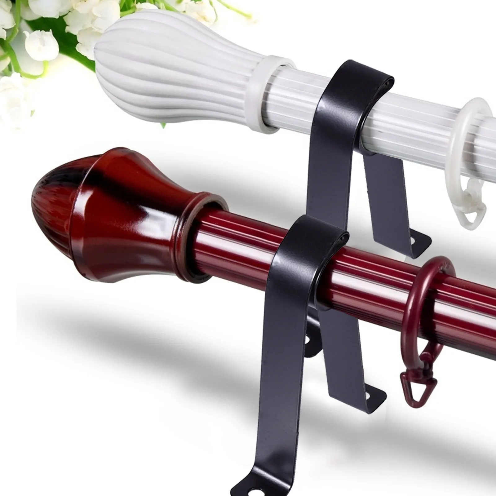 

3 Pcs Rod Bracket Smooth Steel Home Office Valance Rod Bracket Hotel Window Dressing Valance Mount Practical