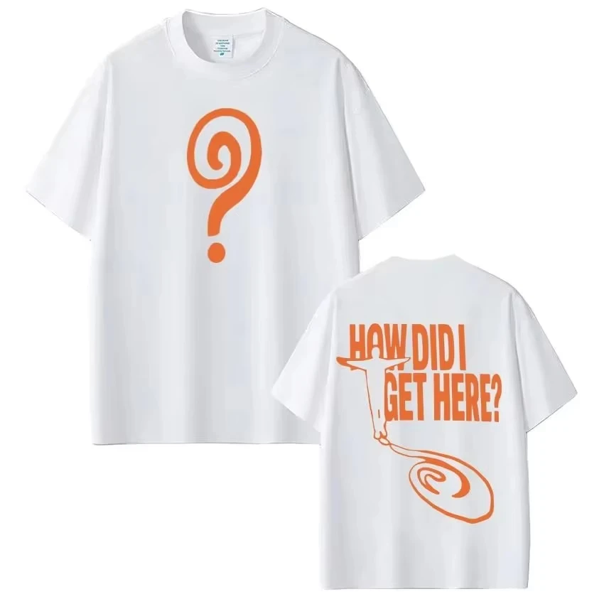 2026 Abstract Spiral Question Mark Graphic Short Sleeve, Double Sided Art Print Tshirt, Minimalist Aesthetic Loose Tee，Men Women