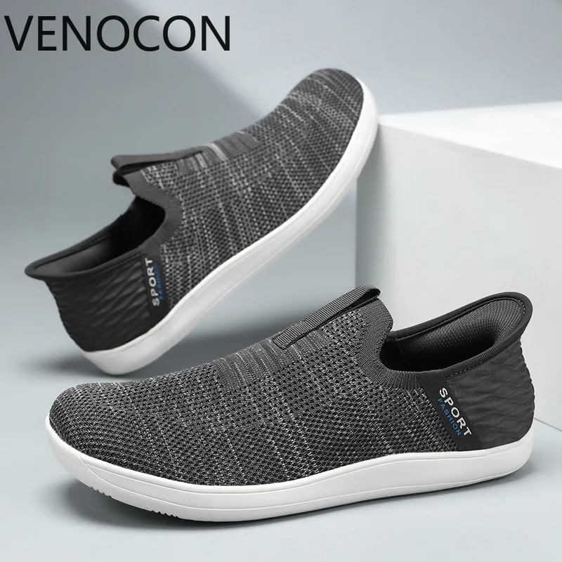 VENOCON Barefoot Wide Ball Toe Box Nose Knit Airy Upper Zero Drop Minimalist Slip-On Loafers Shoes Sneakers For Man Men Woman