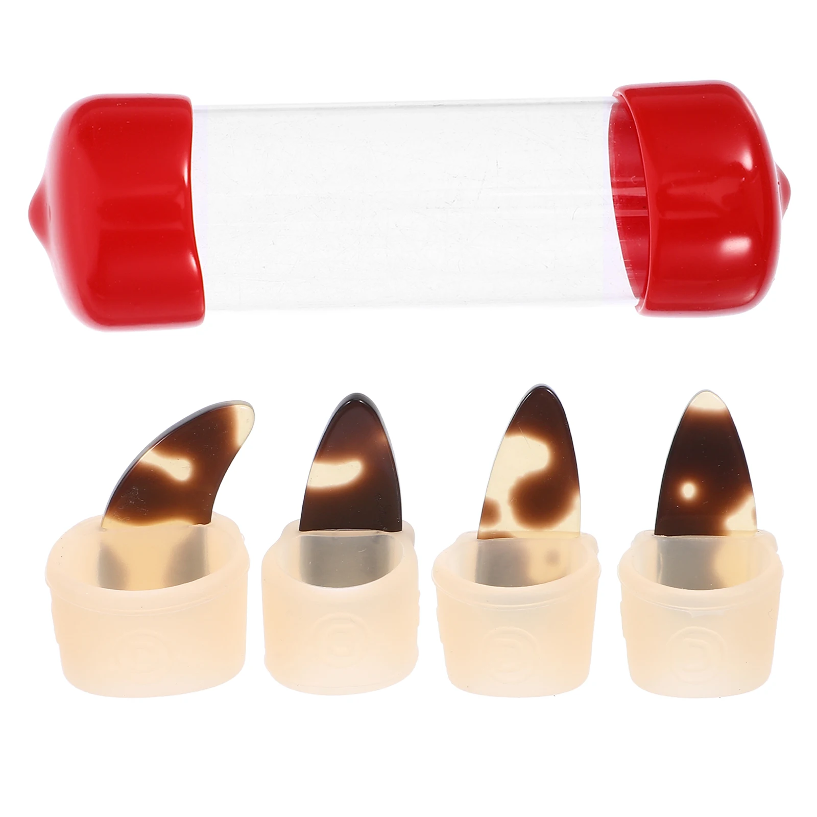 

8 Pcs Nails Set Guzheng Nail Covers Adjustable Silicone Protectors Kids 8 16 Right Hand Beige Free Tape Reusable