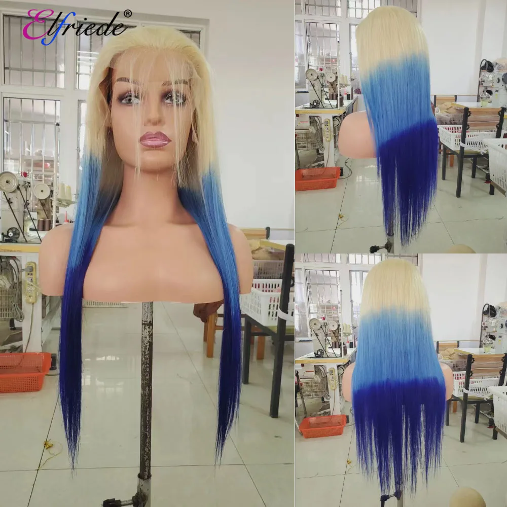 

Elfriede Straight #T613/Light Blue/Blue Hair Wigs for Women Lace Wig 4x4 13X4 13X6 HD Lace Frontal Wig 100% Remy Human Hair Wigs