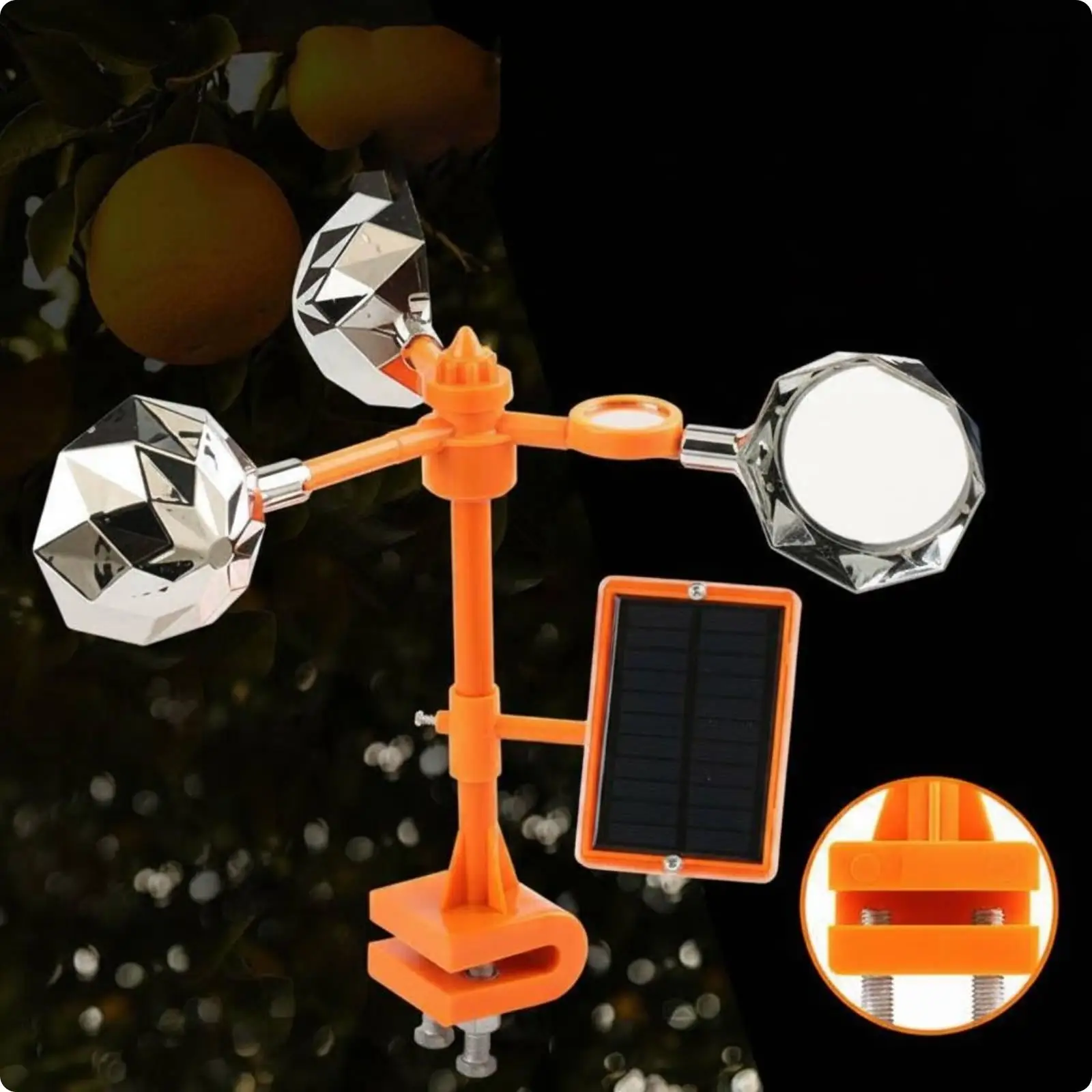 Bird Deterrent Device Solar Reflective Windmill Clamp Mounted Outdoor Pigeon Repellent for Farmland Yard view 2