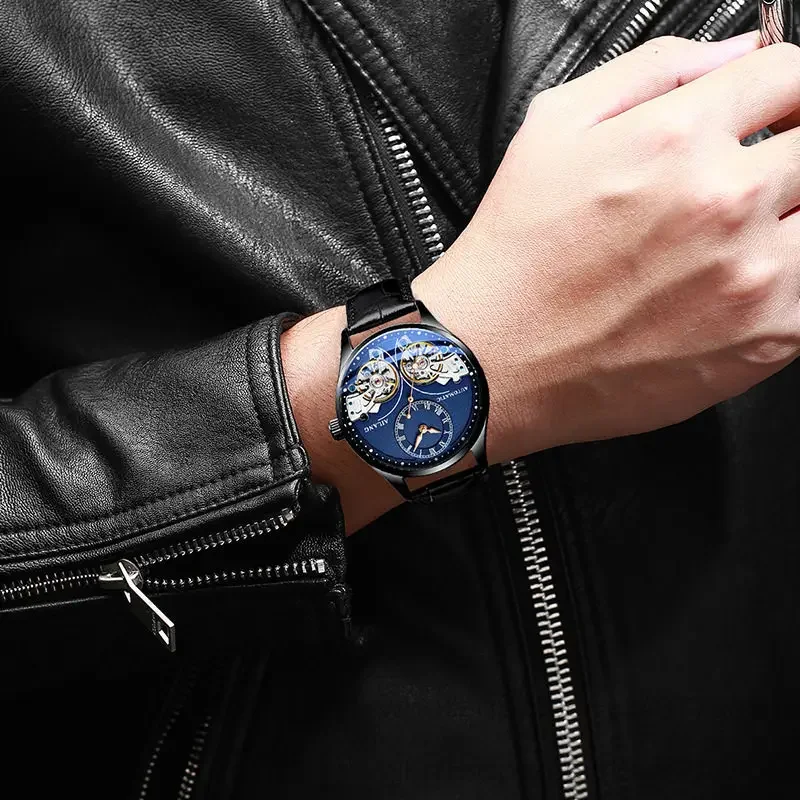 New Fully Automatic Mechanical Watch Double Tourbillon Men's Watch Waterproof Trend Watch