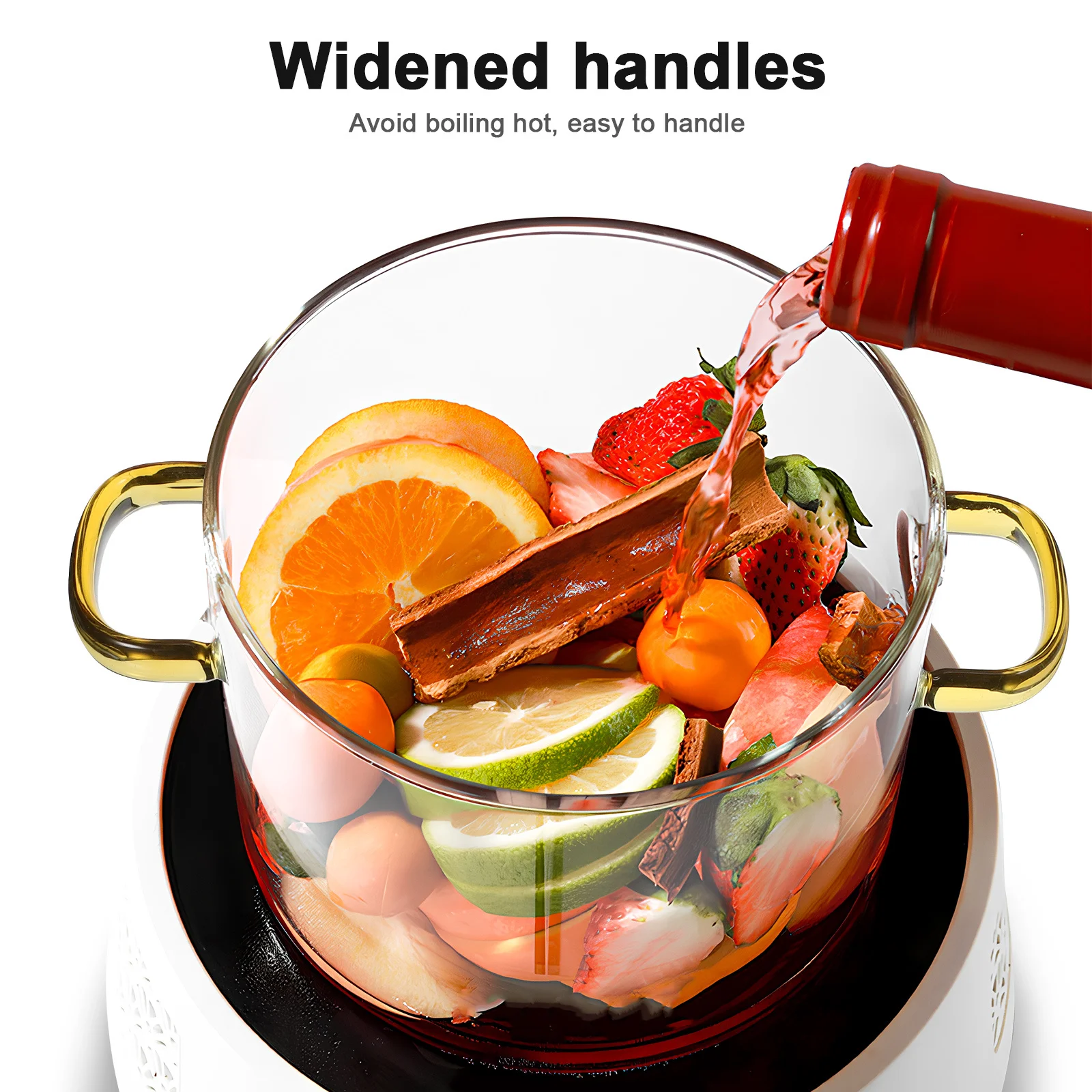 

Clear Glass Cooking Pot 2300Ml Dual Handle Design Large Capacity Heat Resistant Canning Pot Kitchen Supply Glass Cookware
