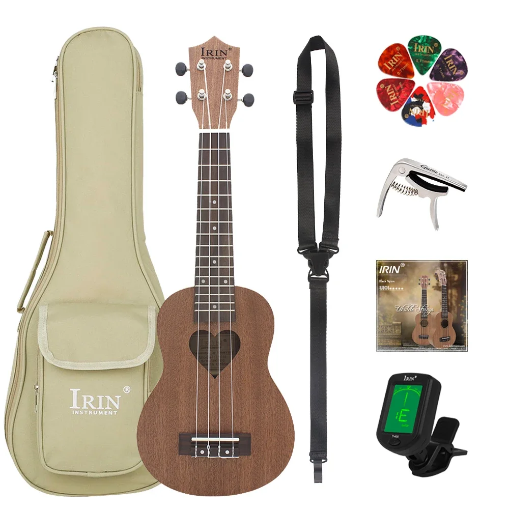 IRIN 21 Inch Ukulele 4 Strings Hawaiian Guitar Sapele Love shape Guitarra Ukulele With Bag Tuner Strings Capo Parts & Accessory