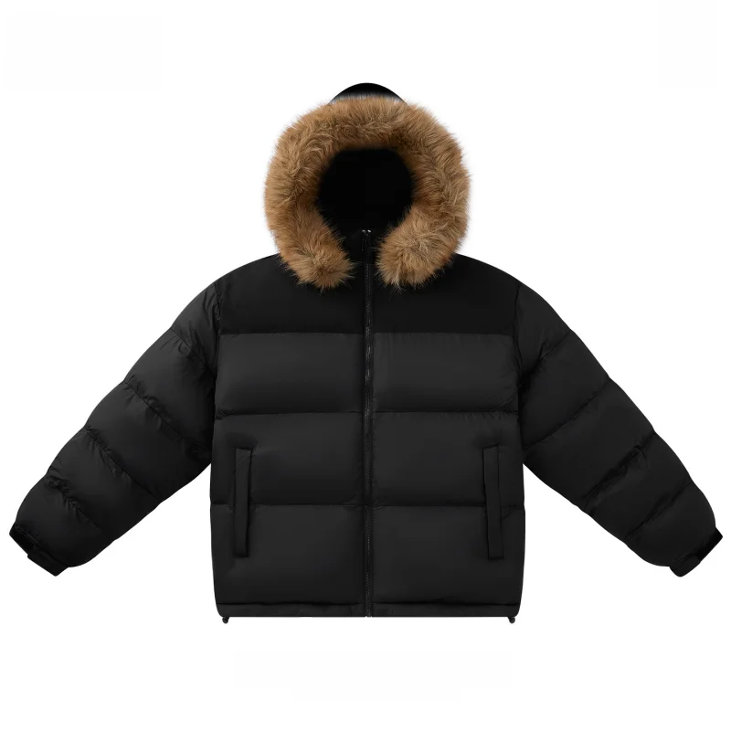 

Мужская зимняя куртка из хлопка с капюшоном, утепленная, с большим меховым воротником, повседневная, модная, городская, теплая, из полиэфирного волокна