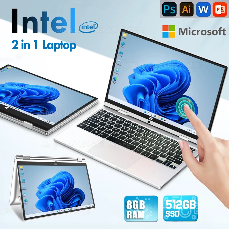 2 in 1 mini Laptop Computer Portable Touch Screen 11.6