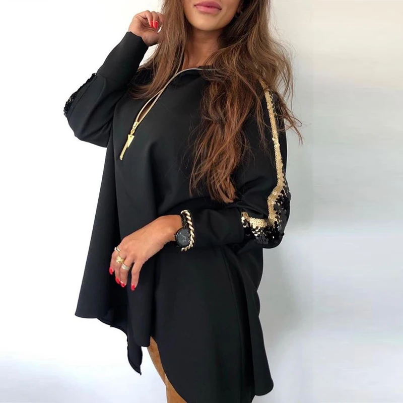 2023 Spring Sequin Long Sleeve Party Dress Women New Zip Up V-neck Mini Dress Autumn Patchwork Elegant Office Lady Dress Vestido