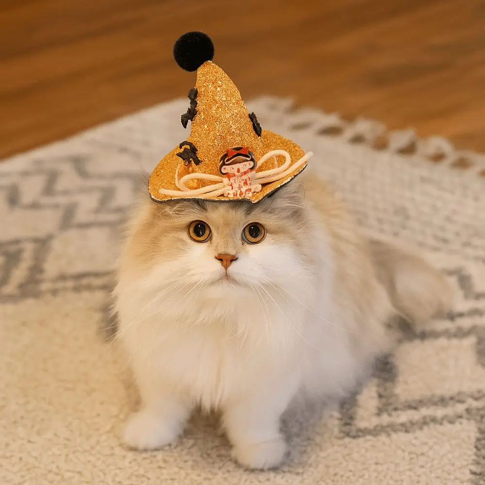 

1PCS Pet Halloween Party Hat Dog Cat Glitter Pointed Caps Adjustable Pumpkin Pattern Pet Supplies Puppy Headwear Accessories