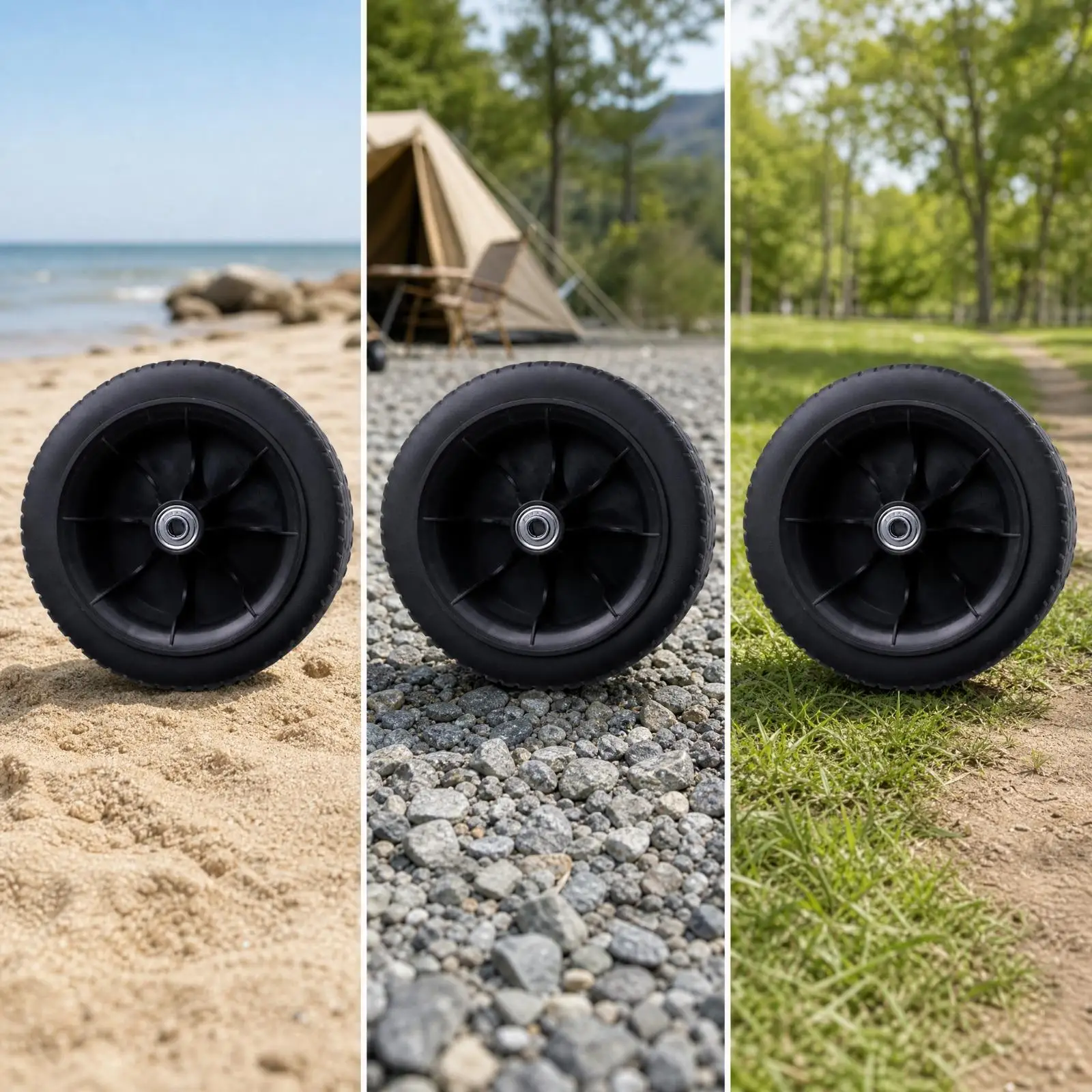 Utility Cart Wheel 165mm PVC Tank Design for Outdoor Wagon with Radial Spokes and Wide Tread