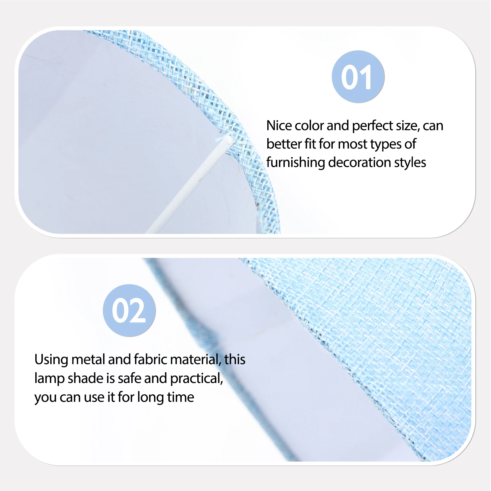 

Sky blue Lampshades Small Desk Lamp Natural Replacement Metal Accessory Cloth Cover Home Bedroom Study Retro Style Durable