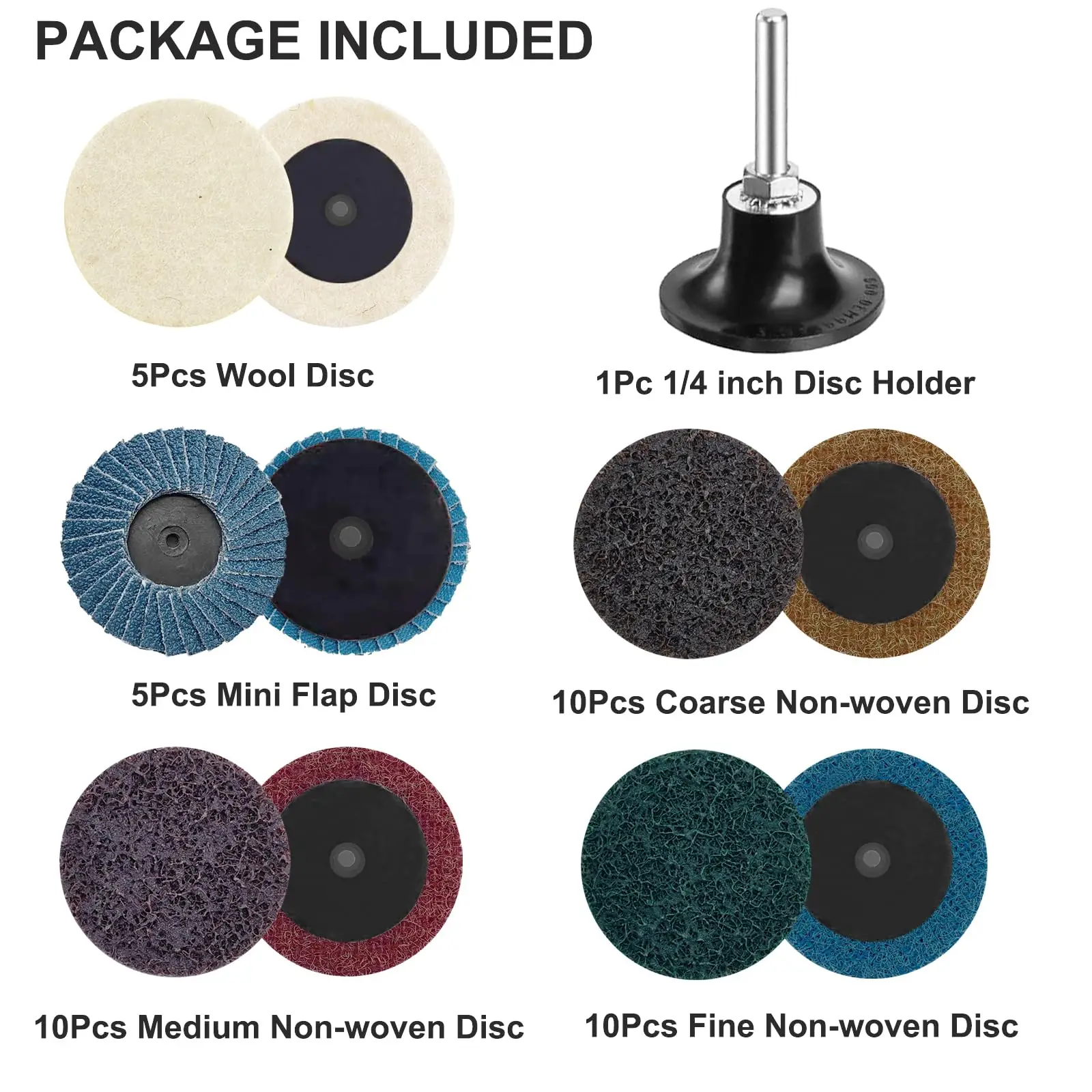 2 Inch Quick Change Discs Kit 41 Pcs 1/4" Roll Lock Holder Die Grinder for Surface Strip Grind Polish Fine Medium Coarse