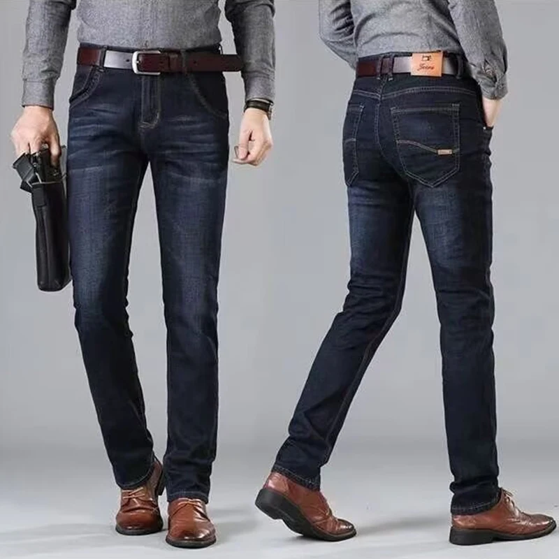 2024 new spring and autumn men straight leg simple casual commuting jeans trend fashion everything zipper design pants