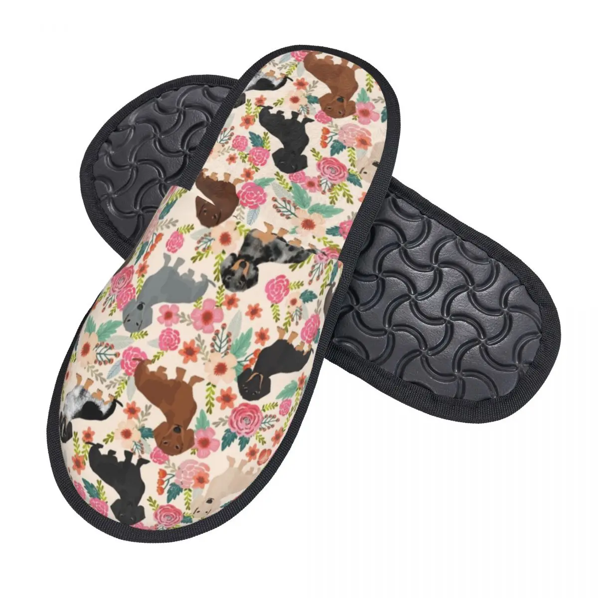 Custom Dachshund Floral Dog Patterns Comfort Scuff With Memory Foam Slippers Women Badger Sausage Spa House Shoes