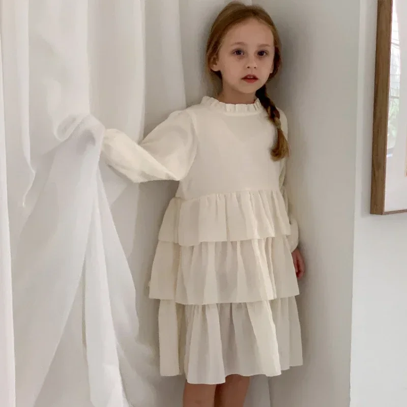 

Baby Girl Christening Dresses Children's Boutique Clothing Autumn Spring New Baptism Little Girls Dress Long Sleeve Cotton Robe