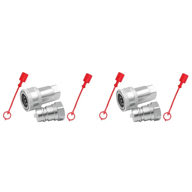 2X Quick Release Fitting ISO7241-A NPT Hydraulic Coupling Connector 1/2Inch Quick Change Interface