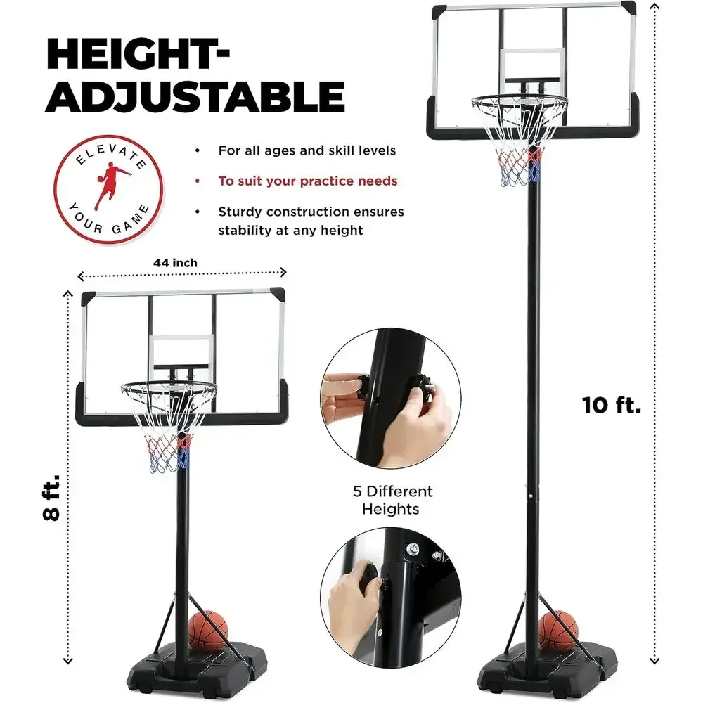 Adjustable 44 Shatterproof Basketball Hoop System for Kids and Adults - Indoor/Outdoor Weatherproof Base view 3