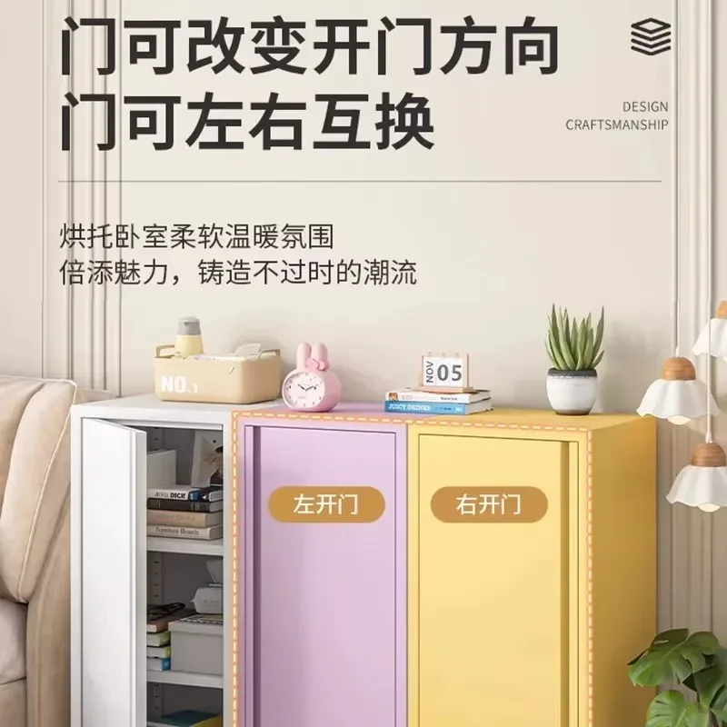 d1 wrought iron storage with creamy style for home living rooms, single-door snack cabinet, balcony storage cabinet,  cabinet